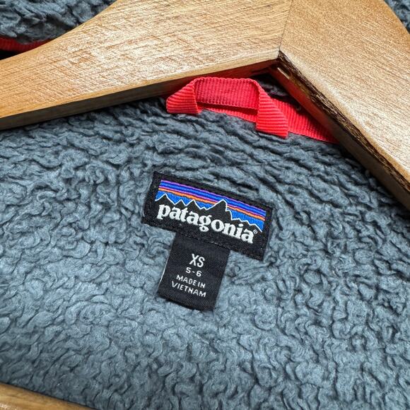 Patagonia Los Gatos Hoody Girls XS 5-6 Sherpa Pile Fleece Jacket Forge Gray - Picture 7 of 8